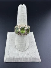 VTG Gold Over 925 Ring With 3 Pale Green Emeralds (tested With Presidium 2) Sz 8