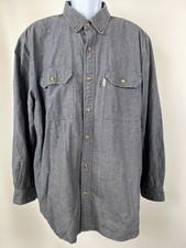 Carhartt Relaxed Fit Button Front Shirt Gray Long Sleeve Cotton XL Workwear