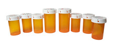 8 Empty Amber Prescription Rx Pill Bottles 3"  4" Craft Fishing Storage Hobby