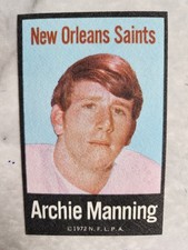 1972 NFLPA Iron Ons Archie Manning Mint. New Orleans Saints.