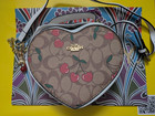 Heart Shaped C0@CH White & Brown Hand Bag With Cherries 🍒 Bag Charm Crossbody
