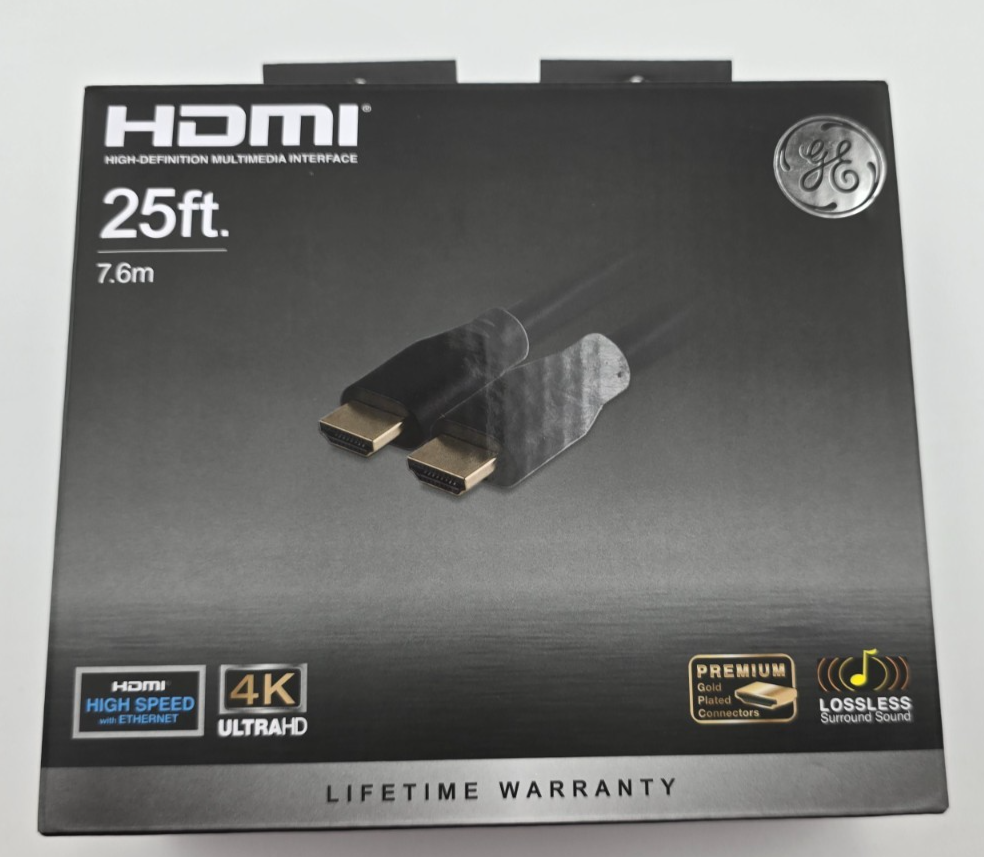 GE Pro 25ft High-Speed HDMI Cable with Ethernet Gold Connectors 7.6m-image