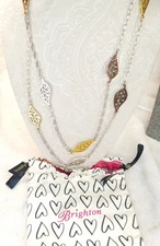 ** BEAUTIFUL Brighton Tri-Color Leaf Necklace 44" With Dust Bag **