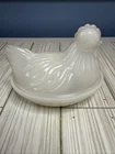 Vintage Milk Glass Hen On A Nest Trinket Dish NO Chips Dish with Lid Opalescent