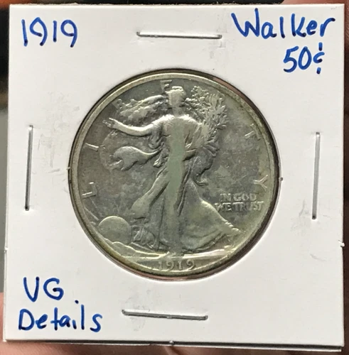 1919 50C Silver Liberty Walking Half Dollar VG Details