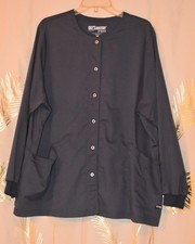 GREY'S ANATOMY BARCO WOMEN'S LONG SLEEVE SNAP FRONT SCRUB TOP - 3XL - GRAY