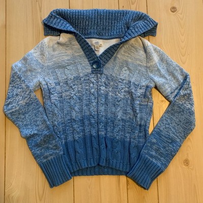 Vintage So Wear It Declare It Blue Knit Quarter Zip Collared Sweater Y2K M