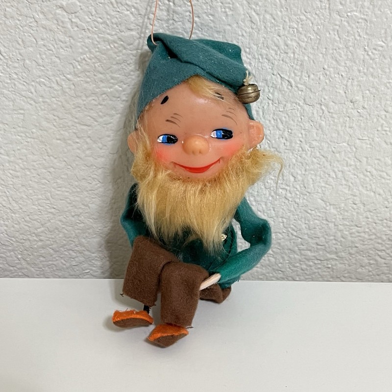 Vintage Knee Hugger Bearded Elf Doll Christmas Ornament Japan