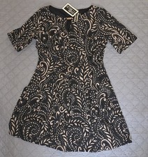 Julian Taylor NWT Women Black and Tan fit and flare short sleeve dress Sz 16
