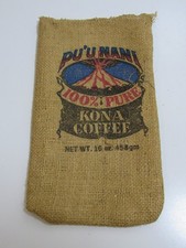 Burlap Coffee Bag Sack Ad Pu'unani  Kona  Hawaii 16 oz #CL3