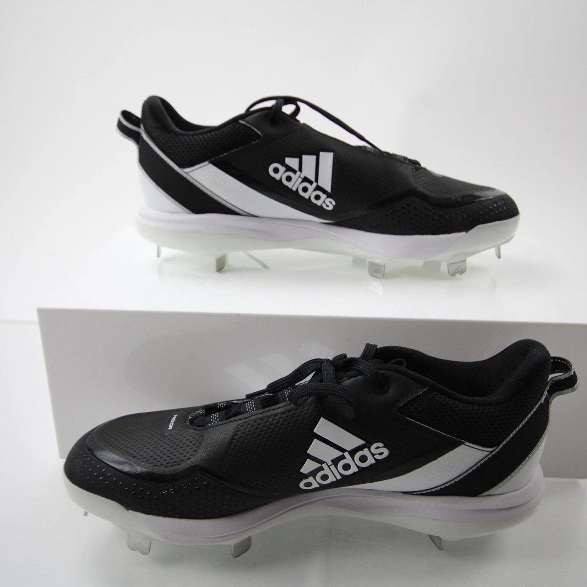 (0000) Adidas Mens Baseball Cleats, Size: 10.5 Color: Black & White adidas 10.5 US Baseball & Softball Cleats for Men for sale  main image 4