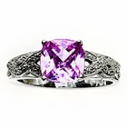Sterling Silver 925 Pink Ruby Cushion Cut Ornate July Birthstone Ring Sparkling