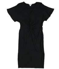 bar III Womens Twist Front Sheath Shirt Dress, deepblack, M