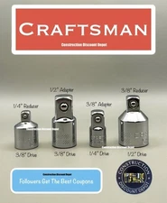 Craftsman 4 pc Socket Adapter Reducer Set 3/8" In. 1/2-in. & 1/4-in Drive