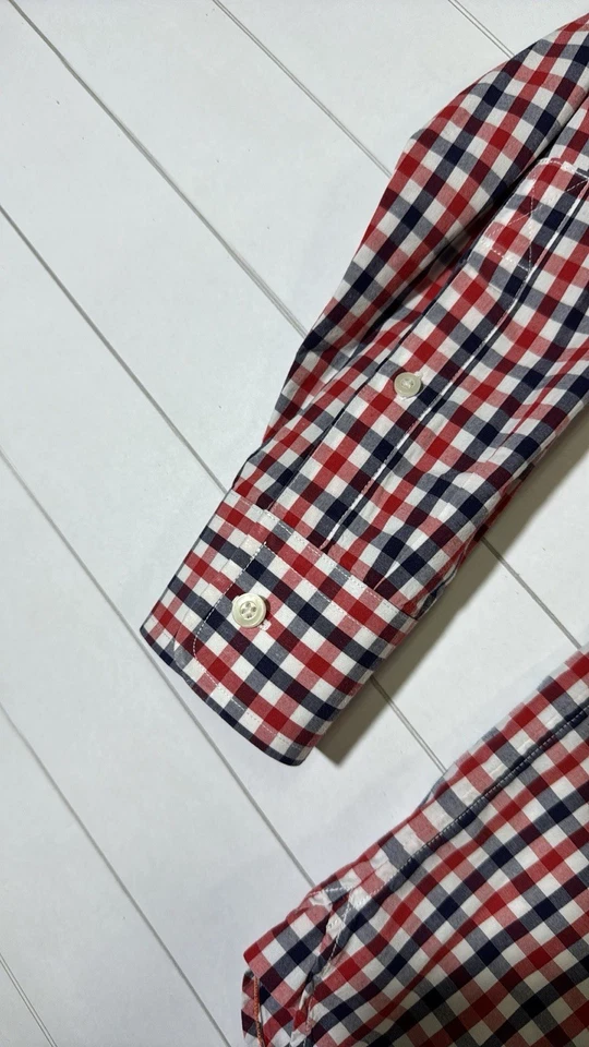 Jack Spade mens M Medium red check plaid button up oxford shirt EUC - Image 3 of 4