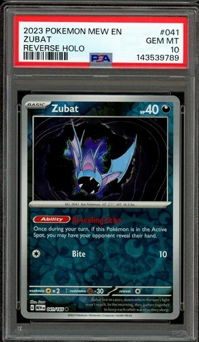 Pokemon Scarlet Violet 151 English #041 Zubat Reverse Holo PSA 10 Low Pop