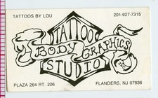 original vintage 1980s NJ lou studio tattoo flanders new jersey business card