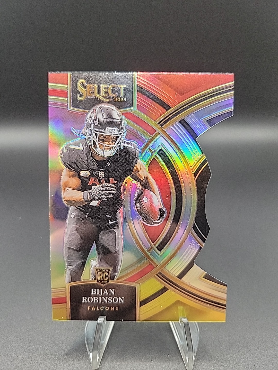 2023 Panini Select Bijan Robinson Premier Level Red & Yellow Die-Cut #180 RC