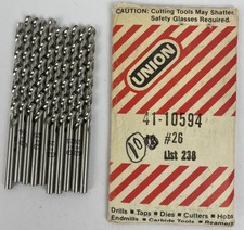 Lotto di 10 punte da trapano cobalto UNION #26 Jobber lunghezza 3,71 mm 238 - MADE IN USA - NUOVE