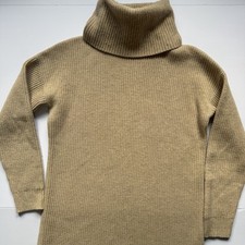 Madewell 100% Merino Wool Cowl Neck Tunic Tan Sweater Dress Size Small