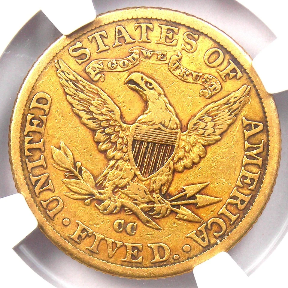 1891-CC Liberty Gold Half Eagle $5 Carson City Coin - Certified NGC XF40 (EF40) - Image 4 of 4