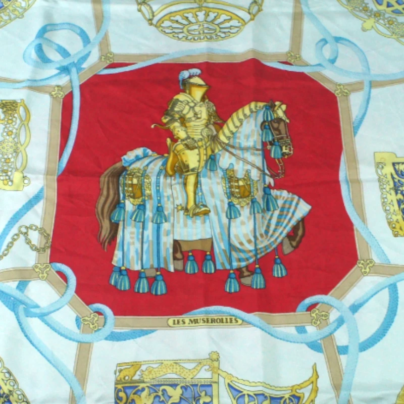 HERMÈS "LES MUSEROLLES" por C.Vauzelles en 1986 bufanda de seda de lujo vintage 34" pulgadas Foto 4 de 4