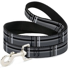 Dog Leash 6-FEET Plaid Gray/Black/White