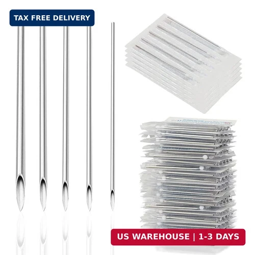50pcs Piercing Needles Kit - 12G 14G 16G 18G 20G Mixed Gauges, 316L Stainless St - product listing photo