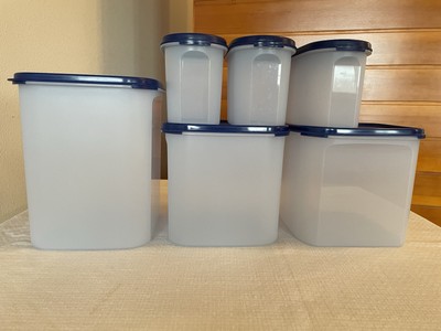 Lot Of Six Tupperware Modular Mates-Blue Seals/Lids