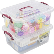8 Quart Plastic Latching Storage Bins, Storage Boxes with Lids Set of 2