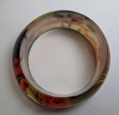 Vintage Floral Glittery Chunky Bangle Bracelet - Picture 5 of 6