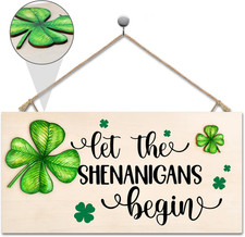 St Patricks Day Decorations Shamrock Wooden Door Wall Hanging Sign Gift