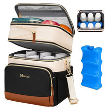 Expandable Breast Milk Cooler Travel Bag with Ice Pack, Double Layer Baby Bottle