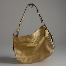 COACH 12735 Zoe Fawn Patent Calf Leather Hobo Shoulder Bag Purse Brass Hardware