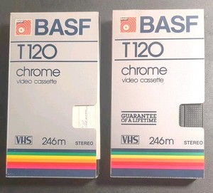 Lot of (2) BASF VHS T-120 Chrome Video Cassettes - P/N 54555 - Prerecorded