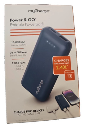 myCharge 10000mAh Power & Go Power Bank - Blue - NEW !!!