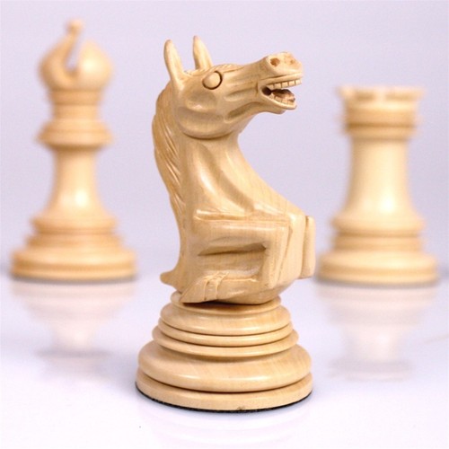 4.25" Roaring Knight Solid Ebony and boxwood chess pieces! Fine, beautiful! $369 - Picture 3 of 4