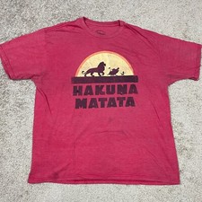 Lion King Shirt Mens 2XL Hakuna Matata Red Heather Sunset Disney