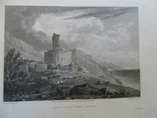 1828 Ruins of the Trophcea Augusti Jeavons after Brockedon engraving