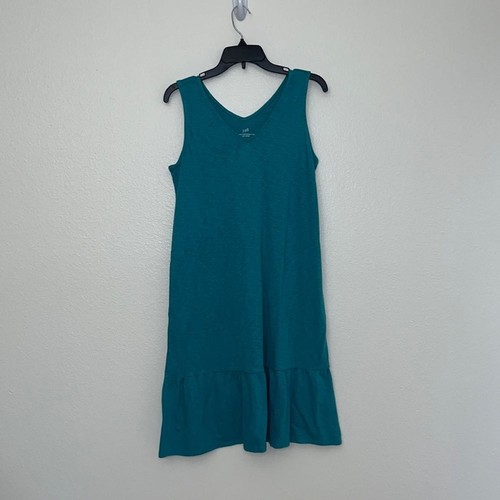 J. Jill Flounced-hem Double V-neck knit dress woman’s Sz XS teal/blue - Picture 3 of 11