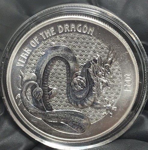 JAHR DES DRACHEN SILBER KUNSTMEDAILLE, 2024, LOSE RUND, 1 TROY OZ. .999 SILBER! - Bild 2 von 9