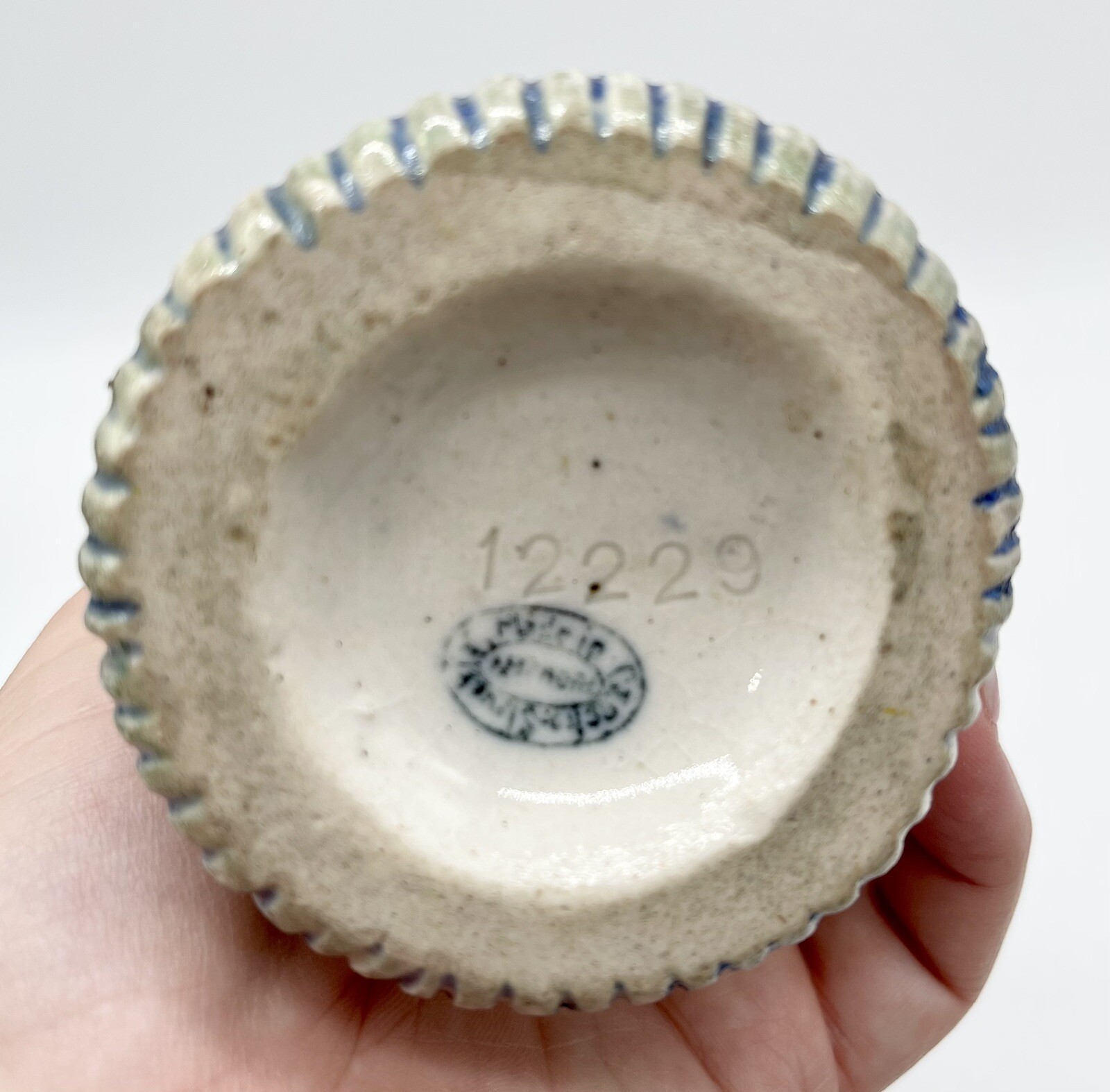 C. 1920 Czech Amphora Pottery Vase Textured Basket Weave Design Floral