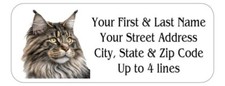 150 Maine Coon Cat Mailing Return Address Labels Personalized  1 x 2 5/8 in.