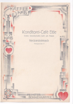 HAG KAFFEE HAG ab 1929, BLANKO - SPEISEKARTE - WERBETRÄGER mit Rettungsring+HERZ