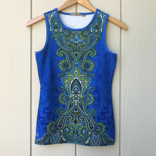 Athleta 727848 Blue Paisley Tank Muscle Tee XXS eBay
