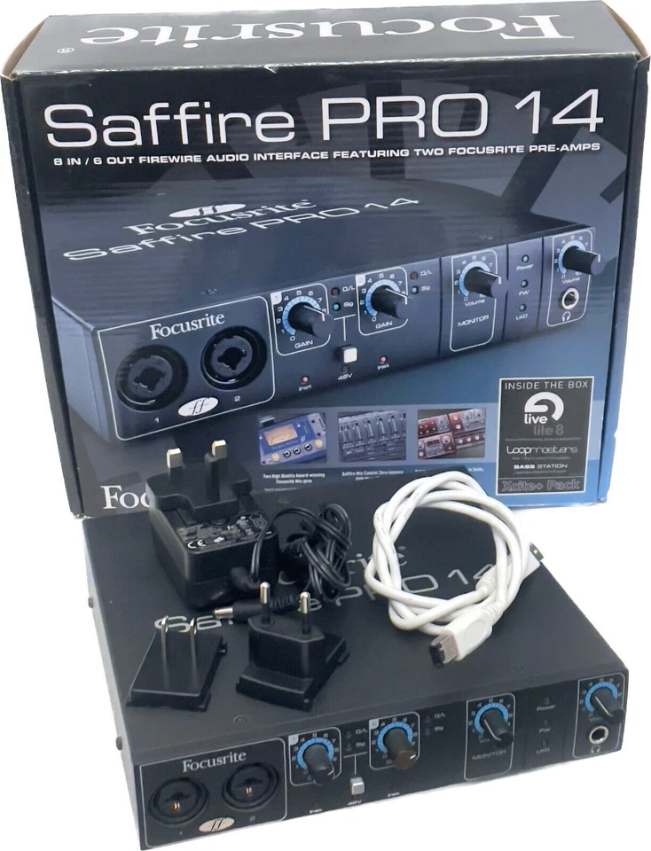 Focusrite Saffire Pro 14 8 In / 6 Out FireWire Recording Audio Interface + Cable - Image 2 of 4