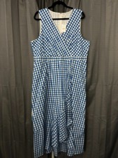 NWT J Crew V-Neck Ruffle Wrap Maxi Dress Womens 20 Blue Gingham Picnic Poplin