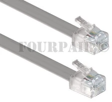 14ft Telephone Line Cord Cable 6P6C RJ12 RJ11 DSL Modem Fax Phone to Wall Silver