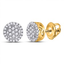 10kt Yellow Gold Womens Round Diamond Circle Cluster Earrings 3/8 Cttw