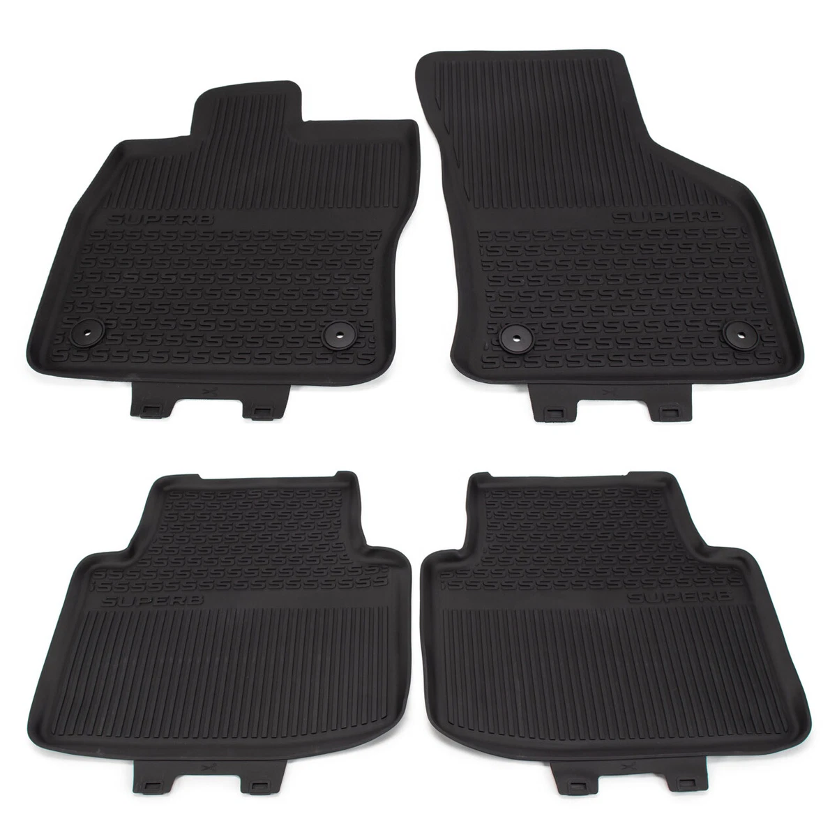 Original Skoda KAROQ Fußmatten-Set – 5-teilig, Gummi Allwetter, Grau, Mit Logo, Perfekt Für Vorne, Mitte & Hinten